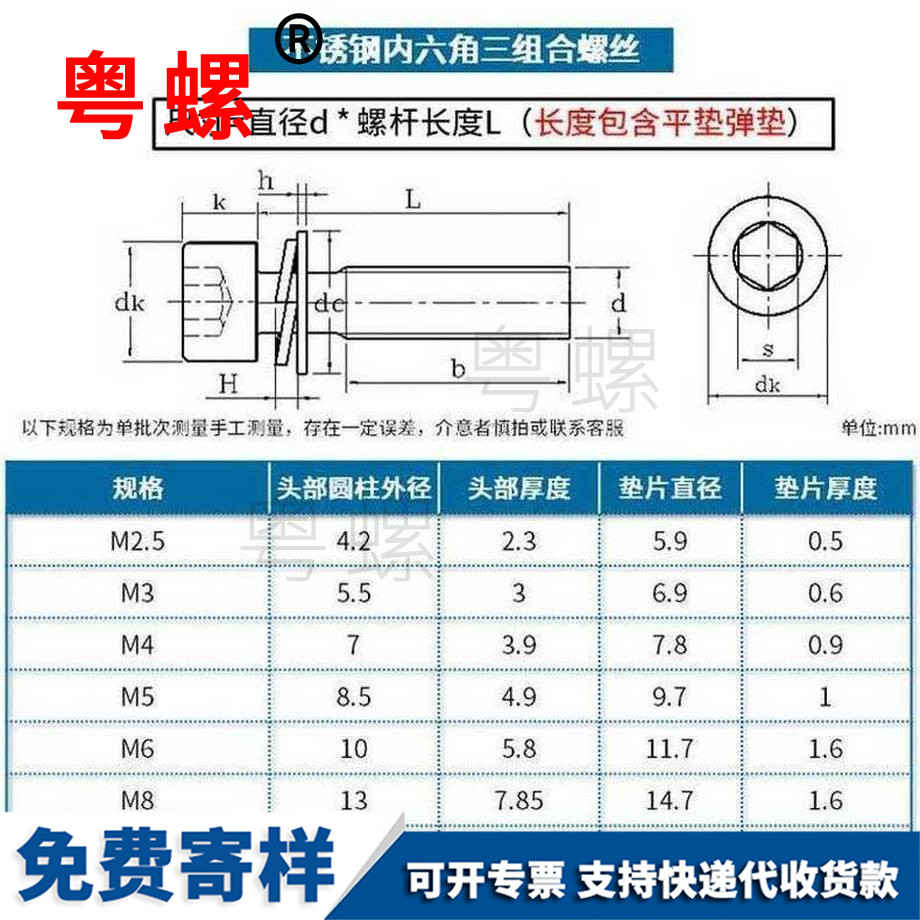 訂制8.8級內六角鐵門關三組合螺絲
